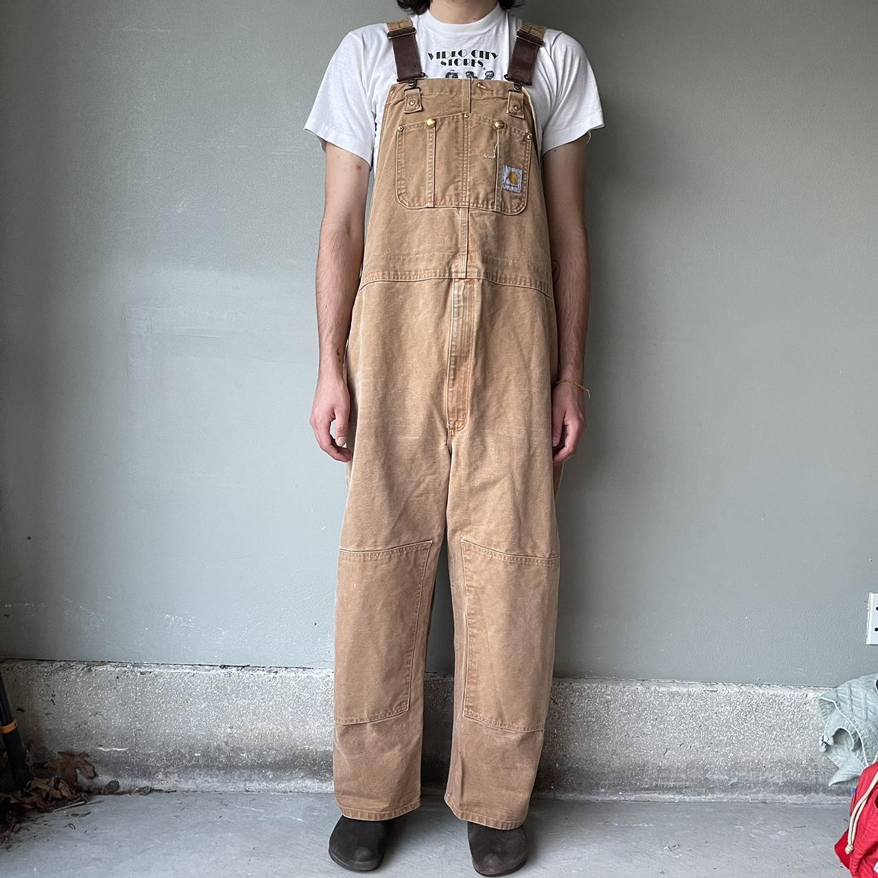 Carhartt Men's Tan Dungareesoveralls Depop