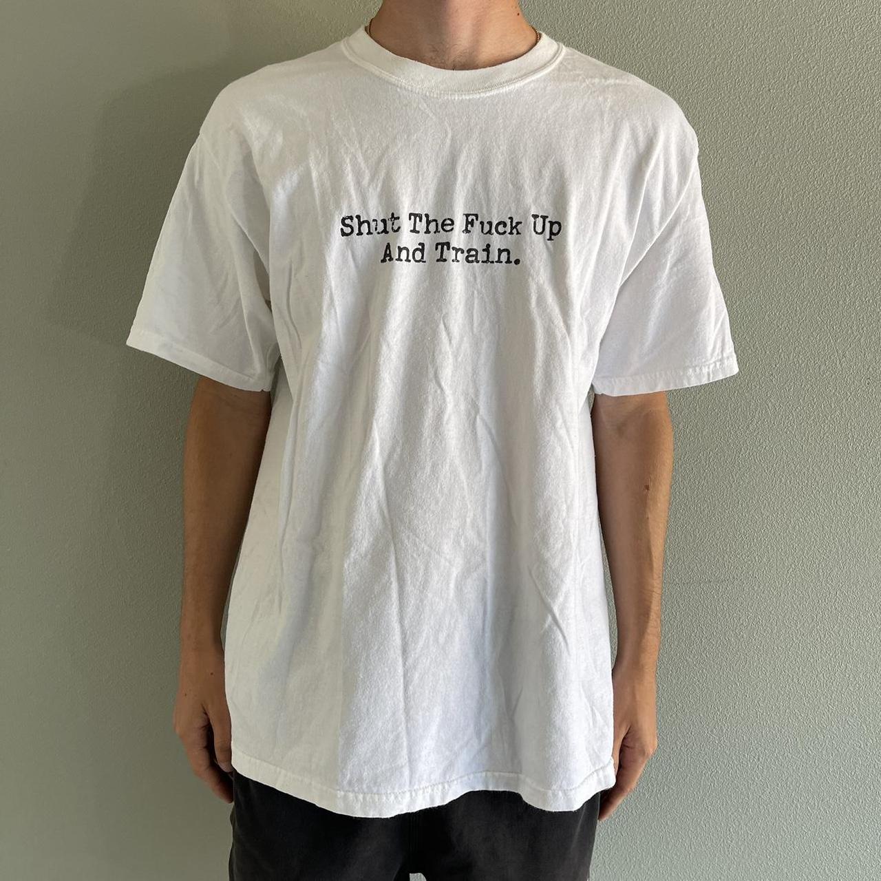 Vintage y2k White NSFW 'Shut the Fuck Up' And Train - Depop