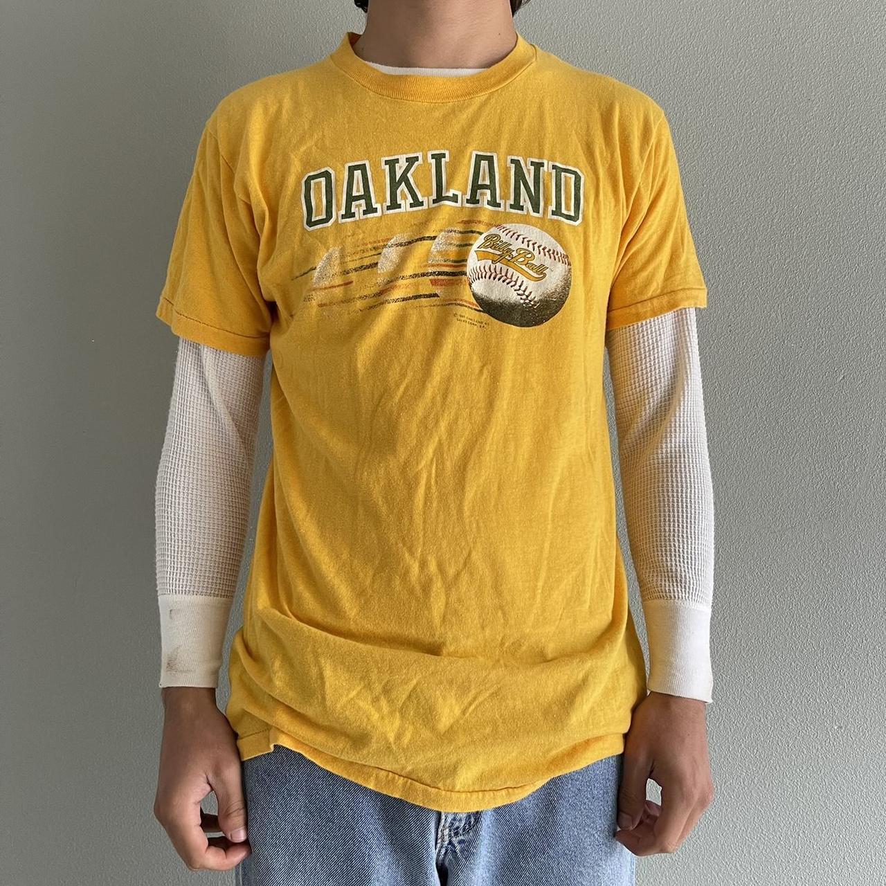 Nike Men's Oakland Athletics Yellow Cooperstown Logo T-Shirt