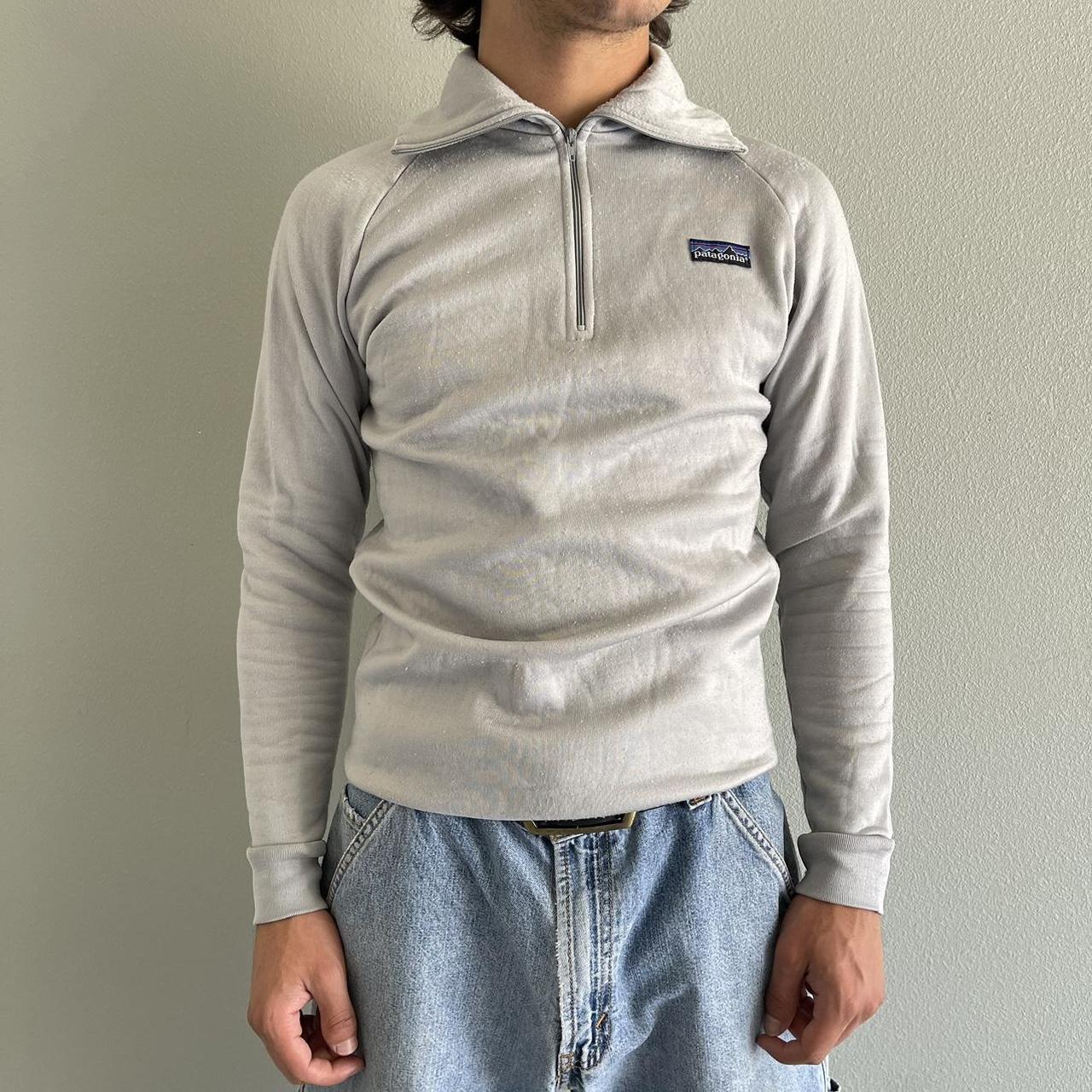 Vintage 1980s Patagonia Polypropylene Grey 1/4 Zip... - Depop