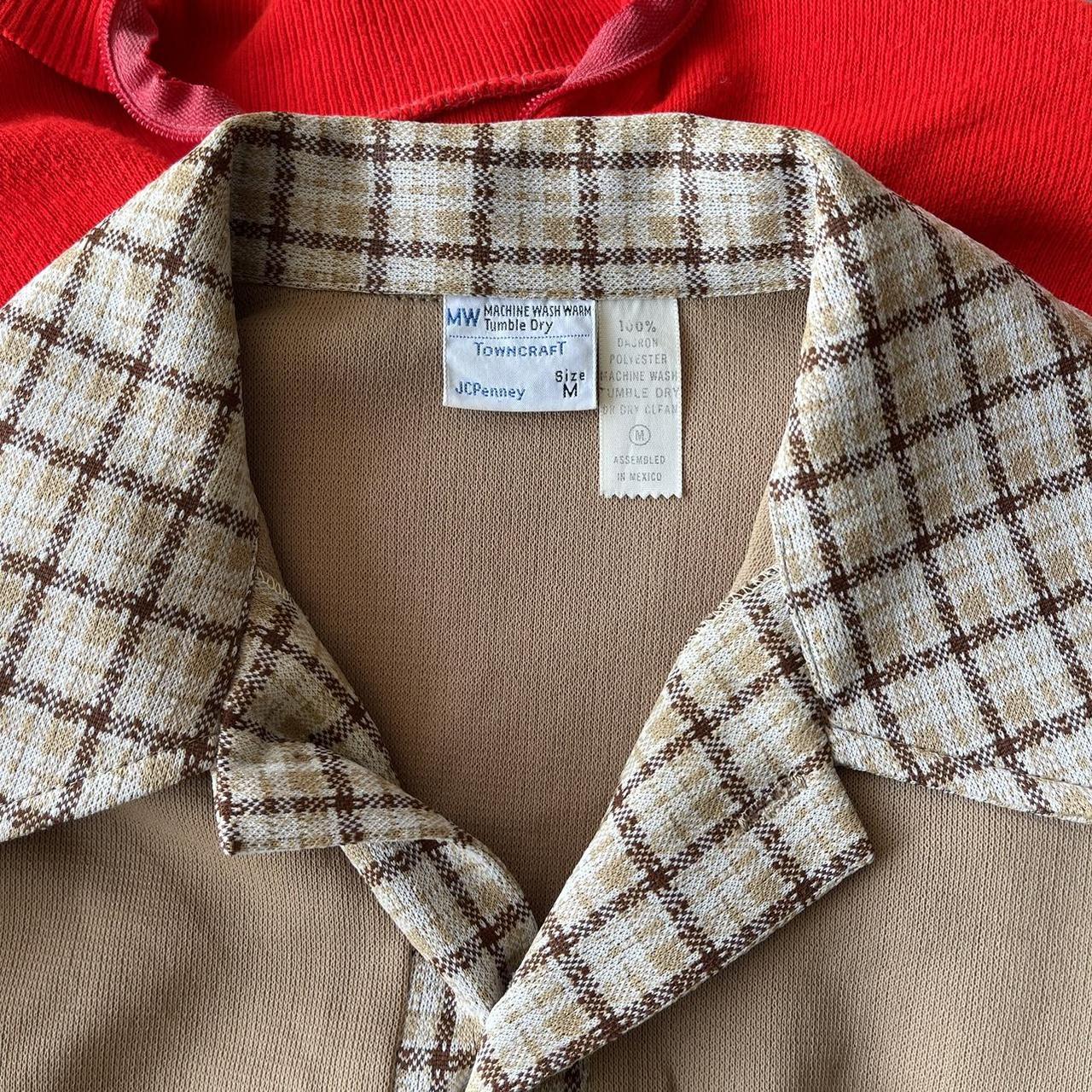 Vintage 1970s JcPenney Towncraft Tan Plaid Collared