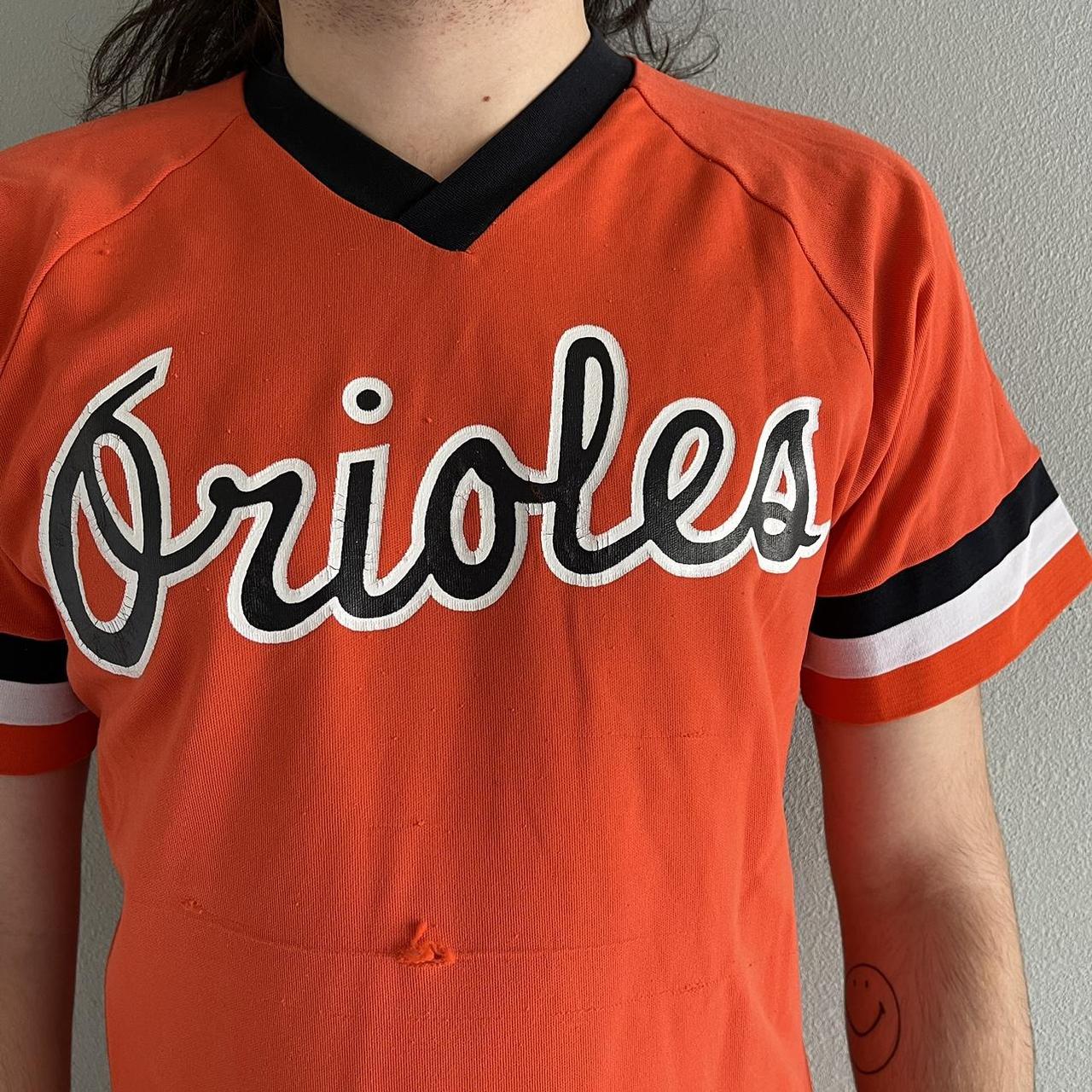 Vintage Baltimore Orioles Jersey Shirt 80s Sand Knit - Depop