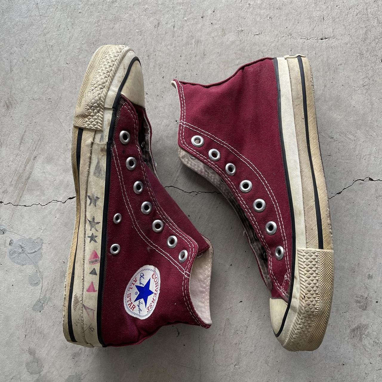 Vintage 1990s Made in USA Burgundy Converse All Depop