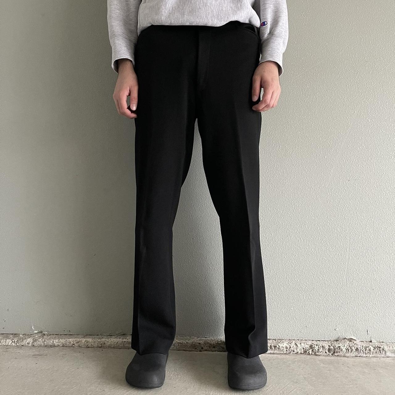 Vintage 1970s Black Polyester Flared Pants beautiful... - Depop
