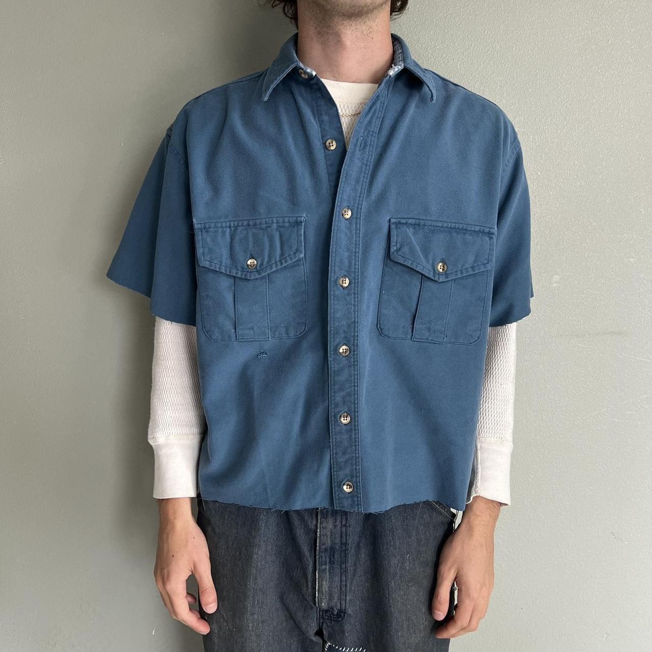 Vintage Boxy Cropped and Chopped Cotton Button Depop