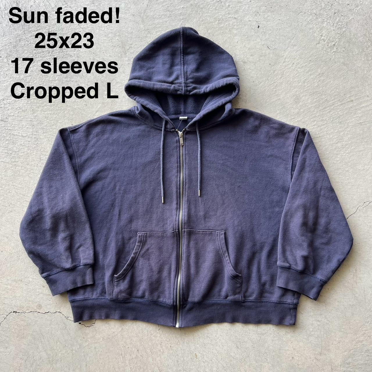 Vintage 90s Sun Faded Navy selling Boxy Blank Full Zip Heavy Hoodie Sweatshirt Men Large