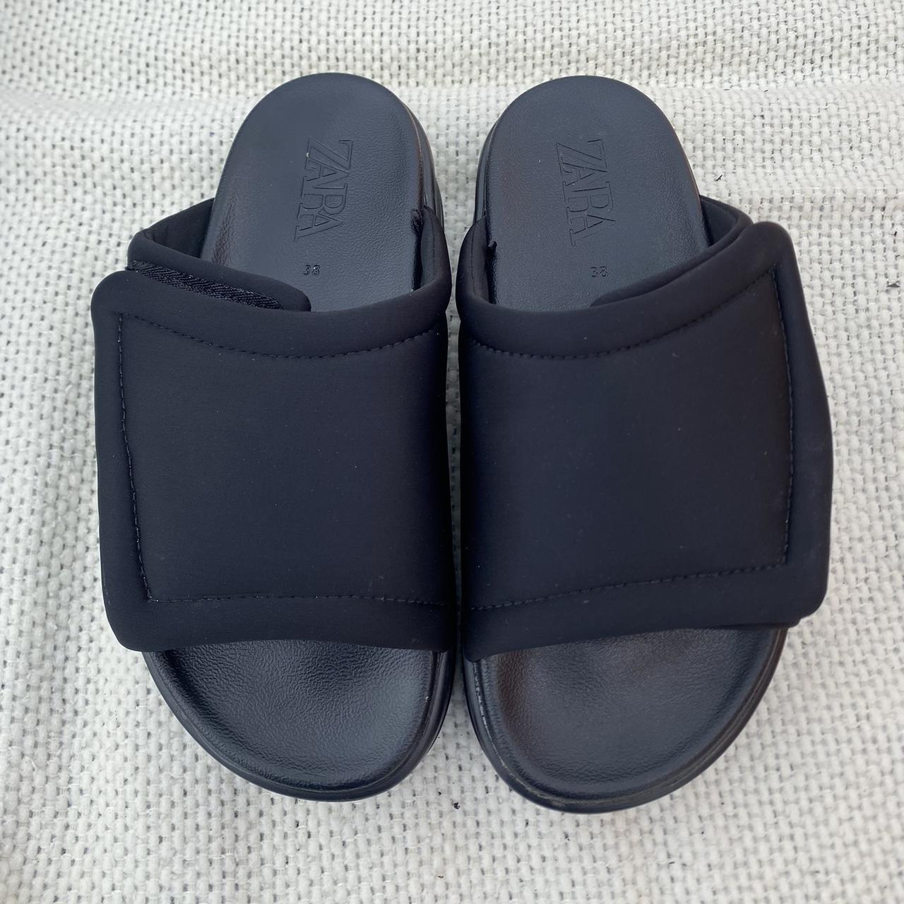 Zara platform slides with Velcro strap - Depop