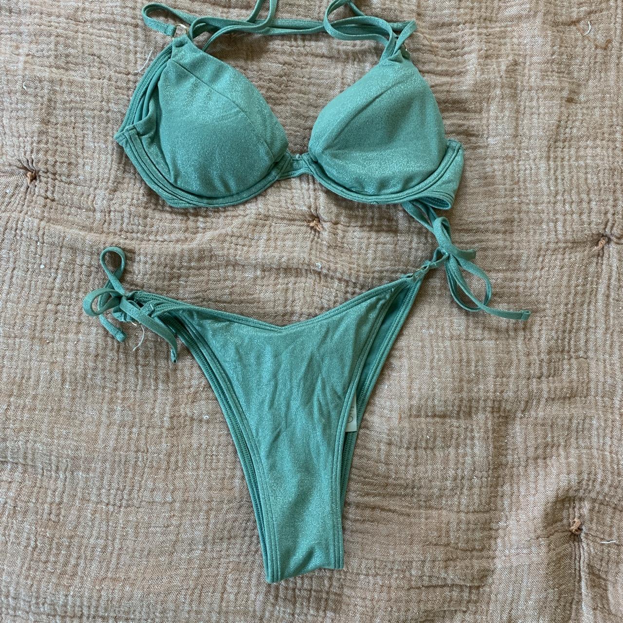 hollister shimmer mint blue bikini no flaws Depop