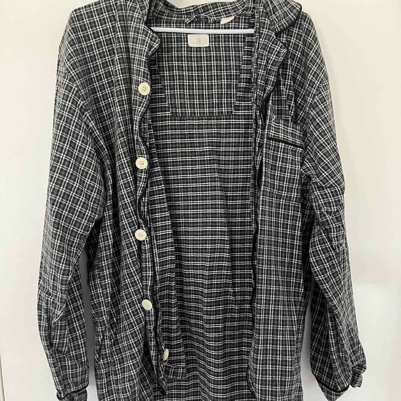 j crew dark gray and white flannel no flaws super... Depop