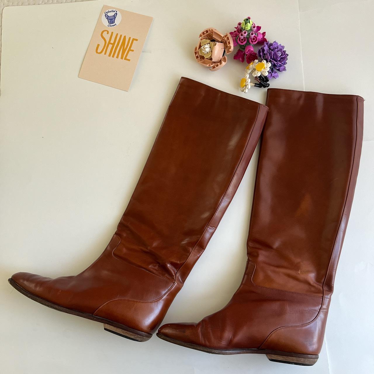 Flat hotsell cognac boots