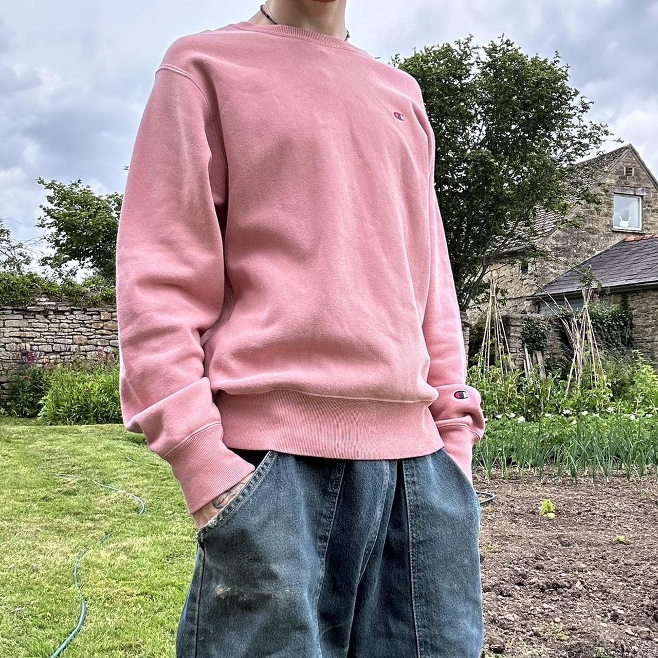 Mens pink champion jumper on sale