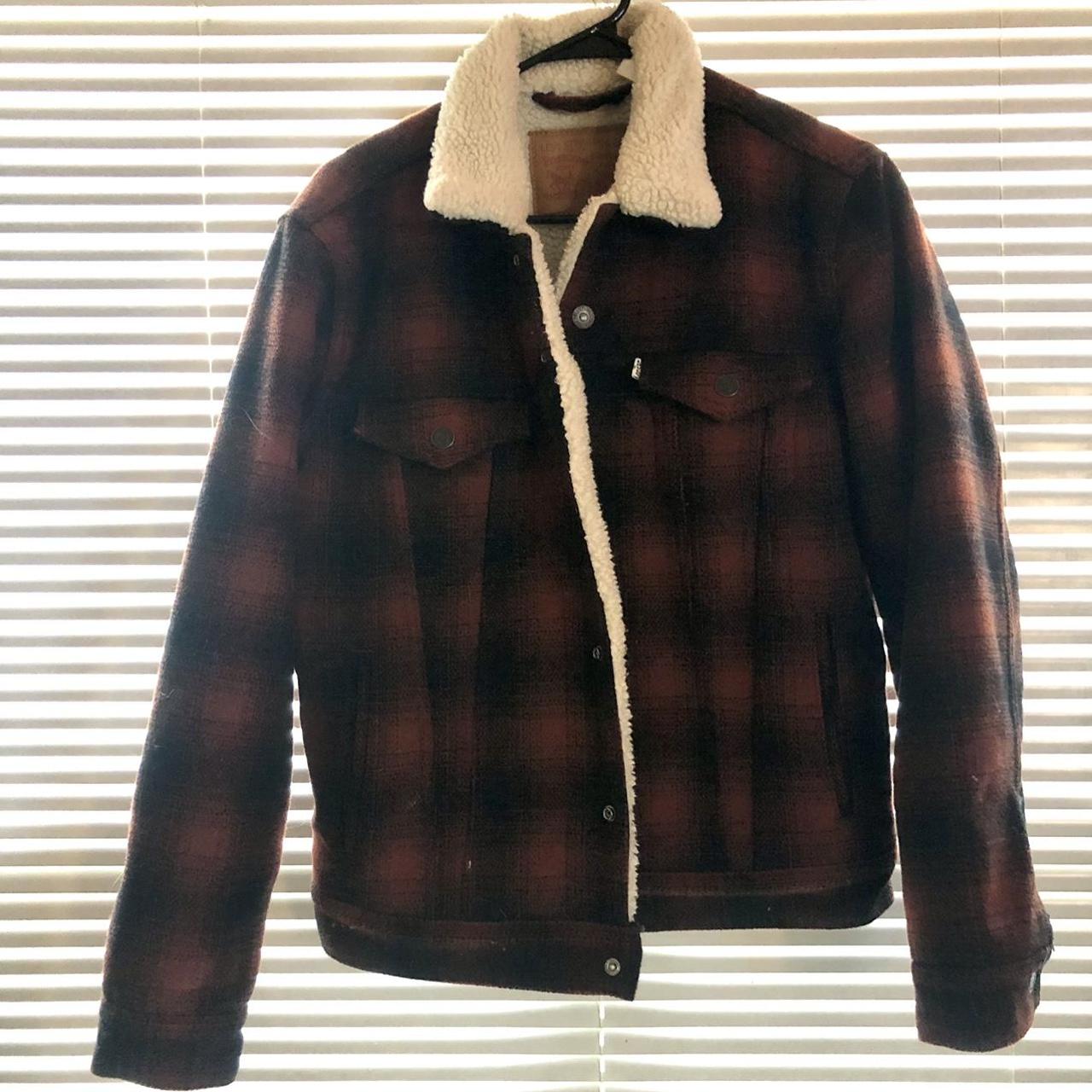 Levi's burnt orange plaid sherpa deals jacket