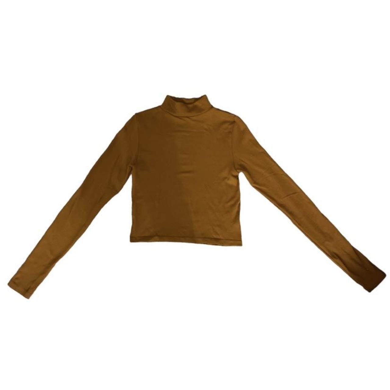 Brown mock neck long sleeve top #turtleneck Depop