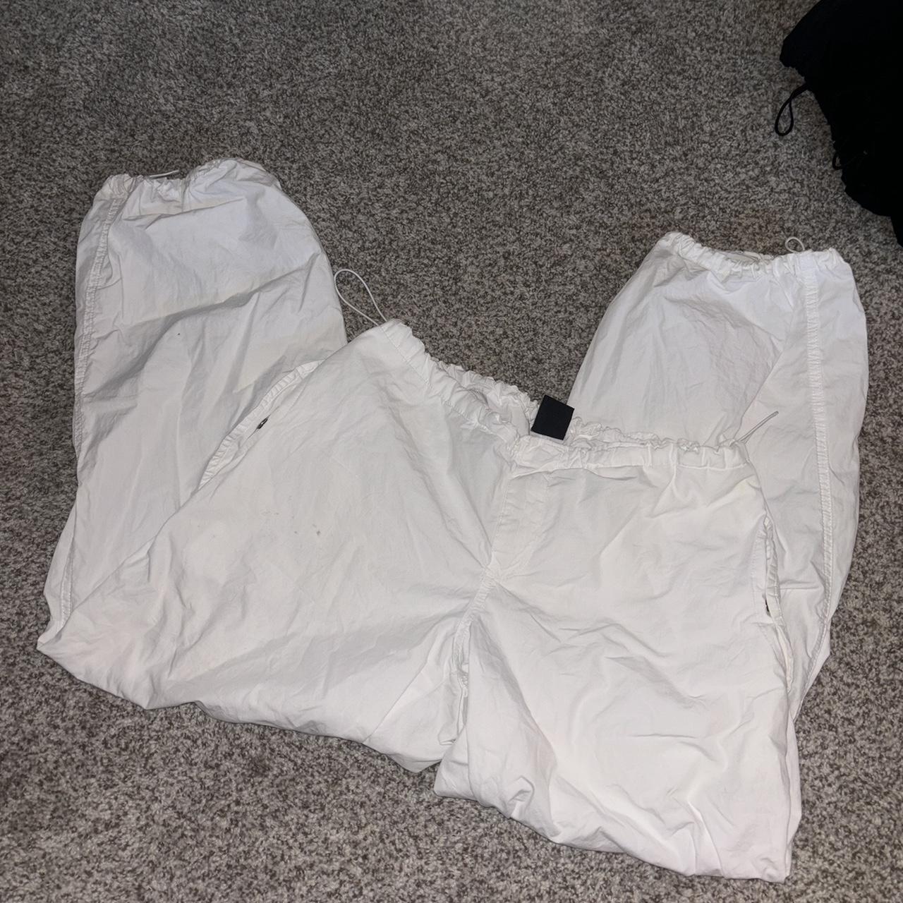 White iets franz parachute pants, worn a few times,... - Depop