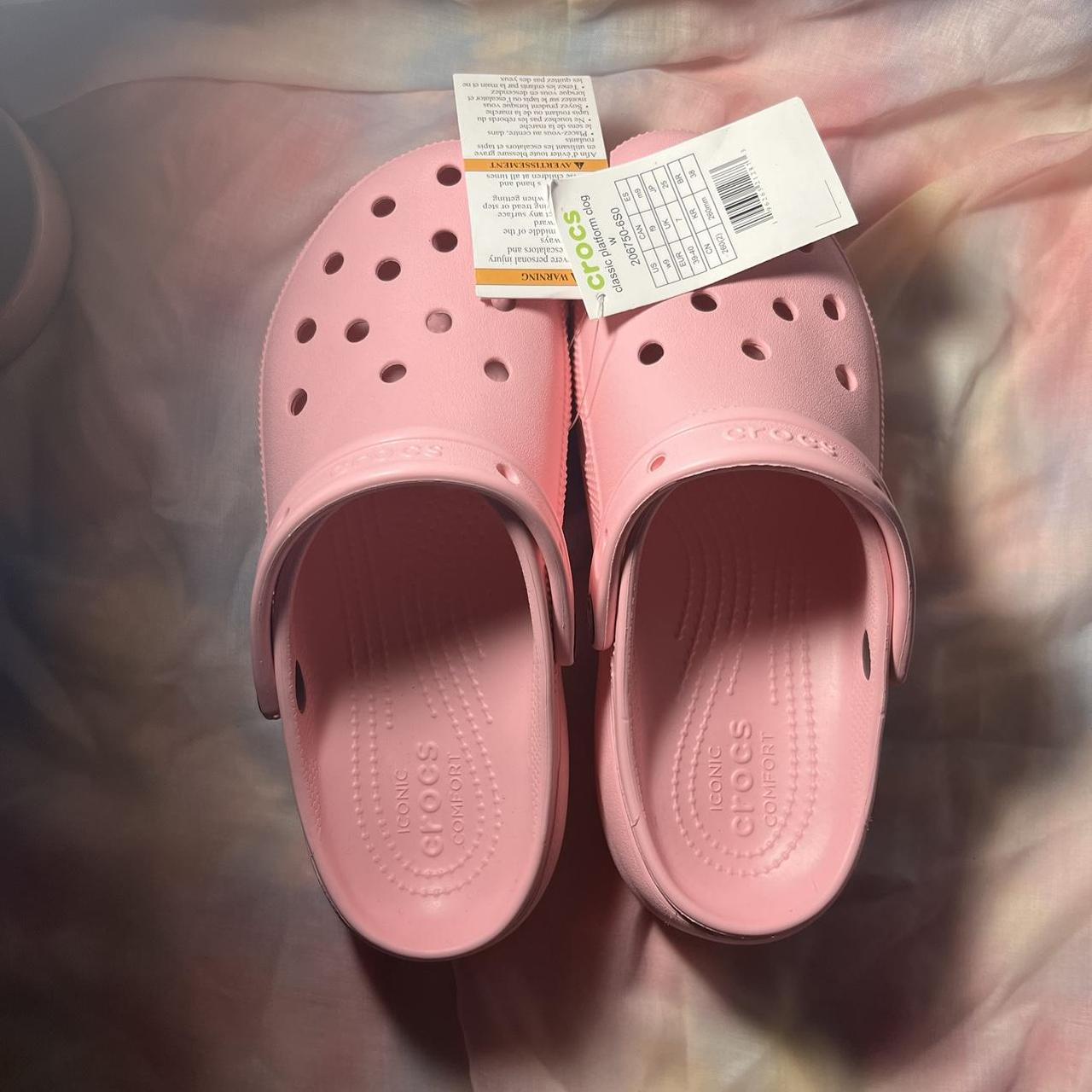 light pink platform crocs