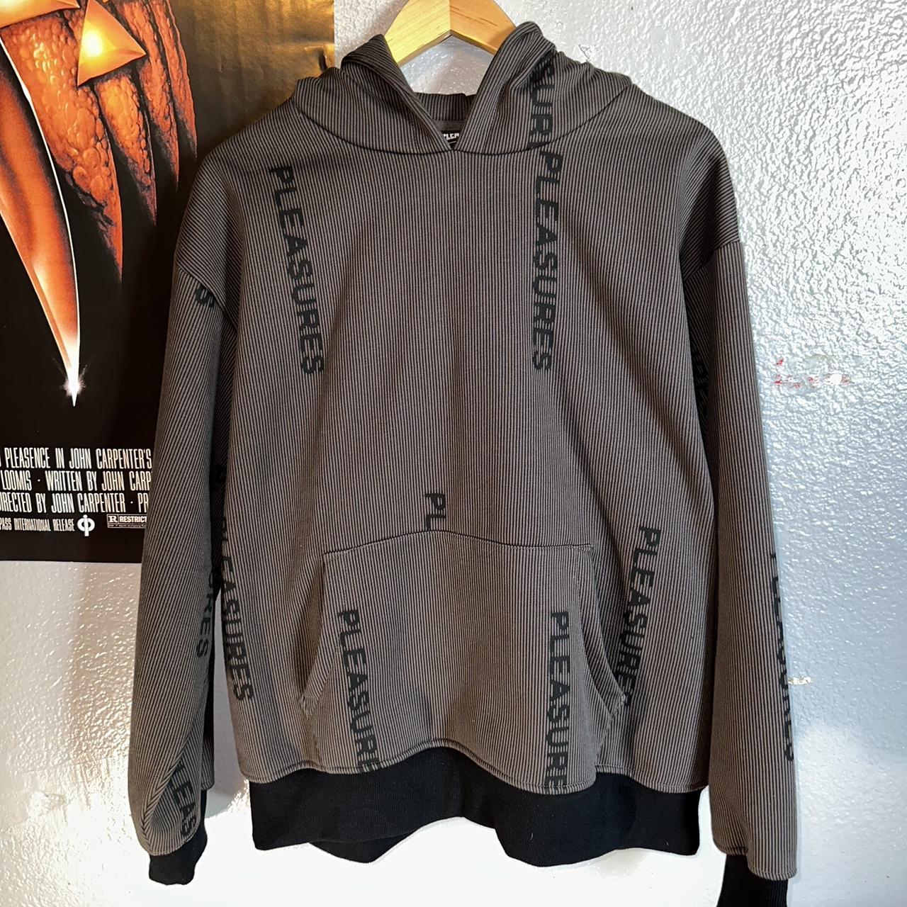 PLEASURES Pinstripe Hoodie heavy cotton blend, Depop