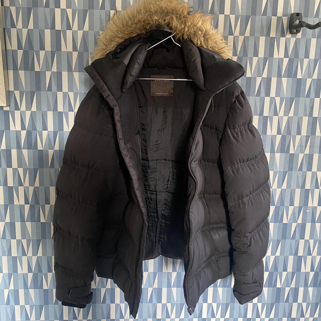 Zara Men’s black puffer coat with real down (goose)... - Depop