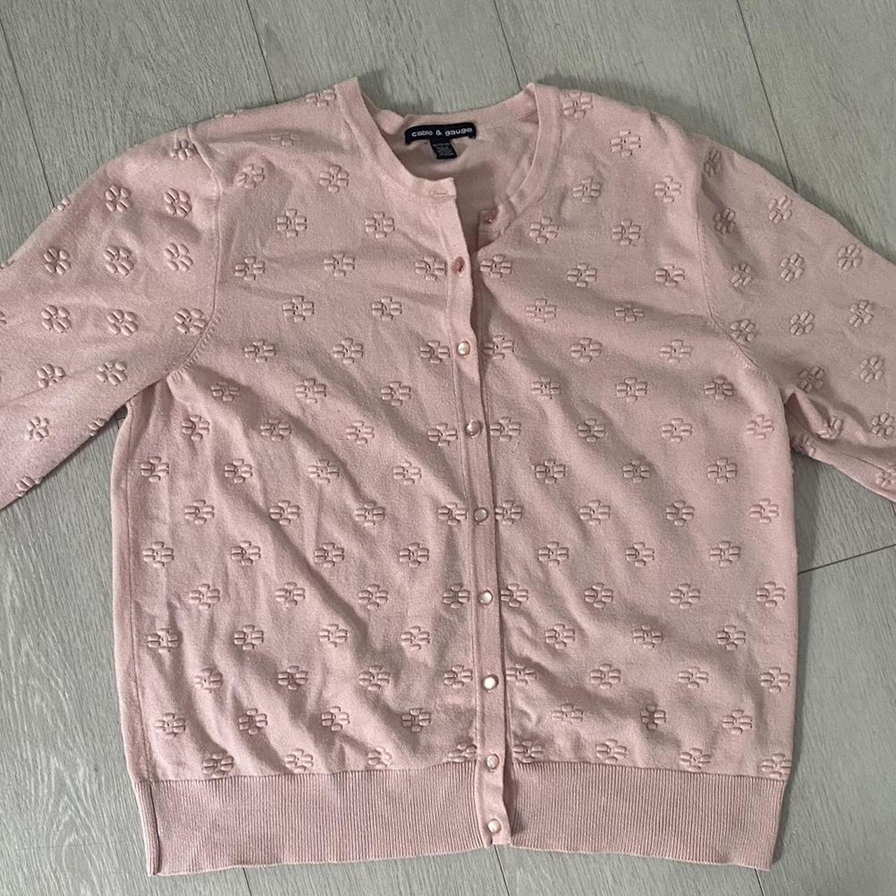 Super cute light pink cardigan has embroidered flowers Depop