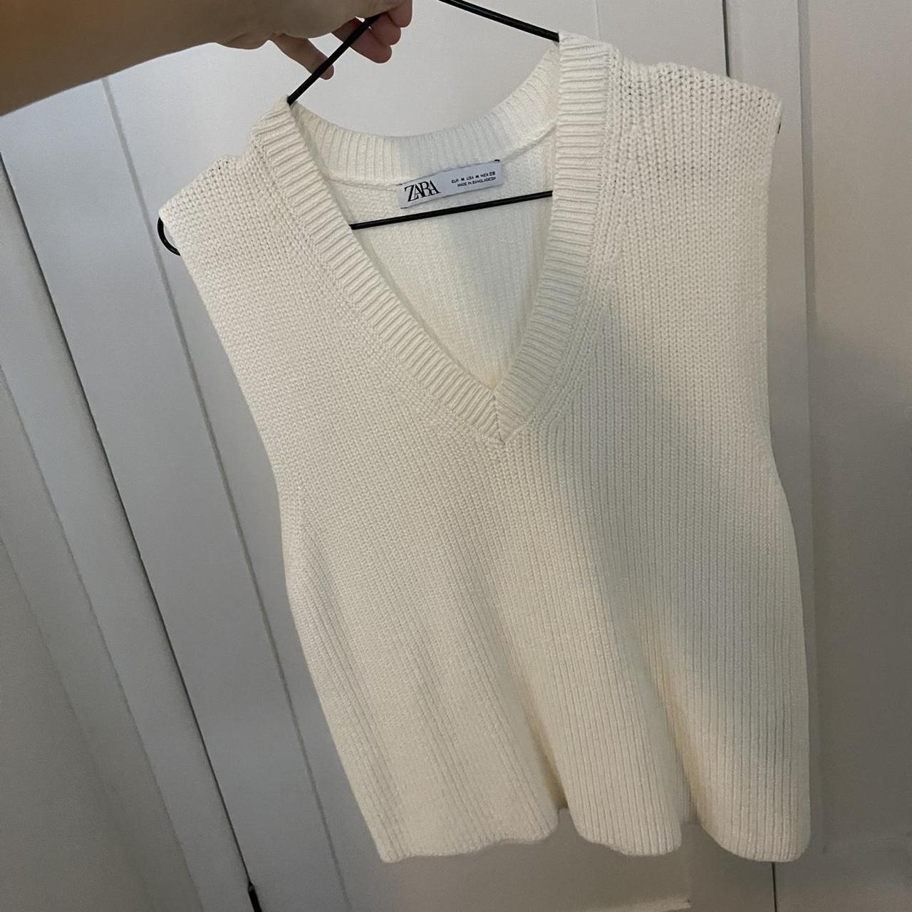 Zara White Knit Vest Worn once - Depop