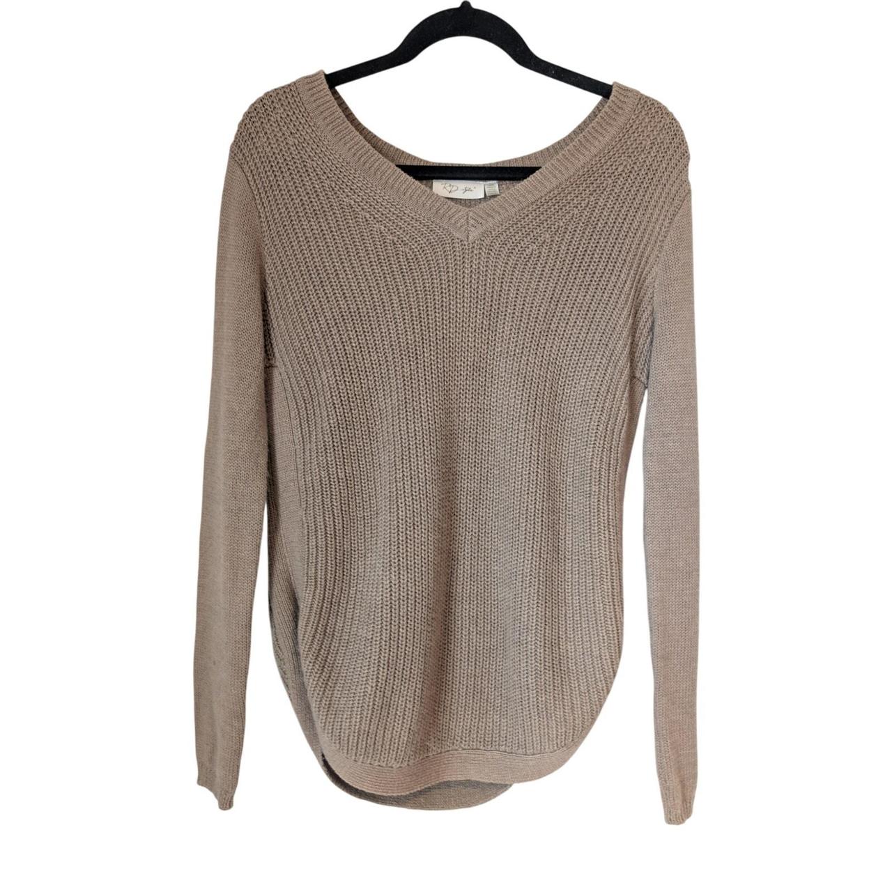 Preloved Women's Sweater - Brown - XS – RD Style Brown Knit Sweater V-Neck Long …