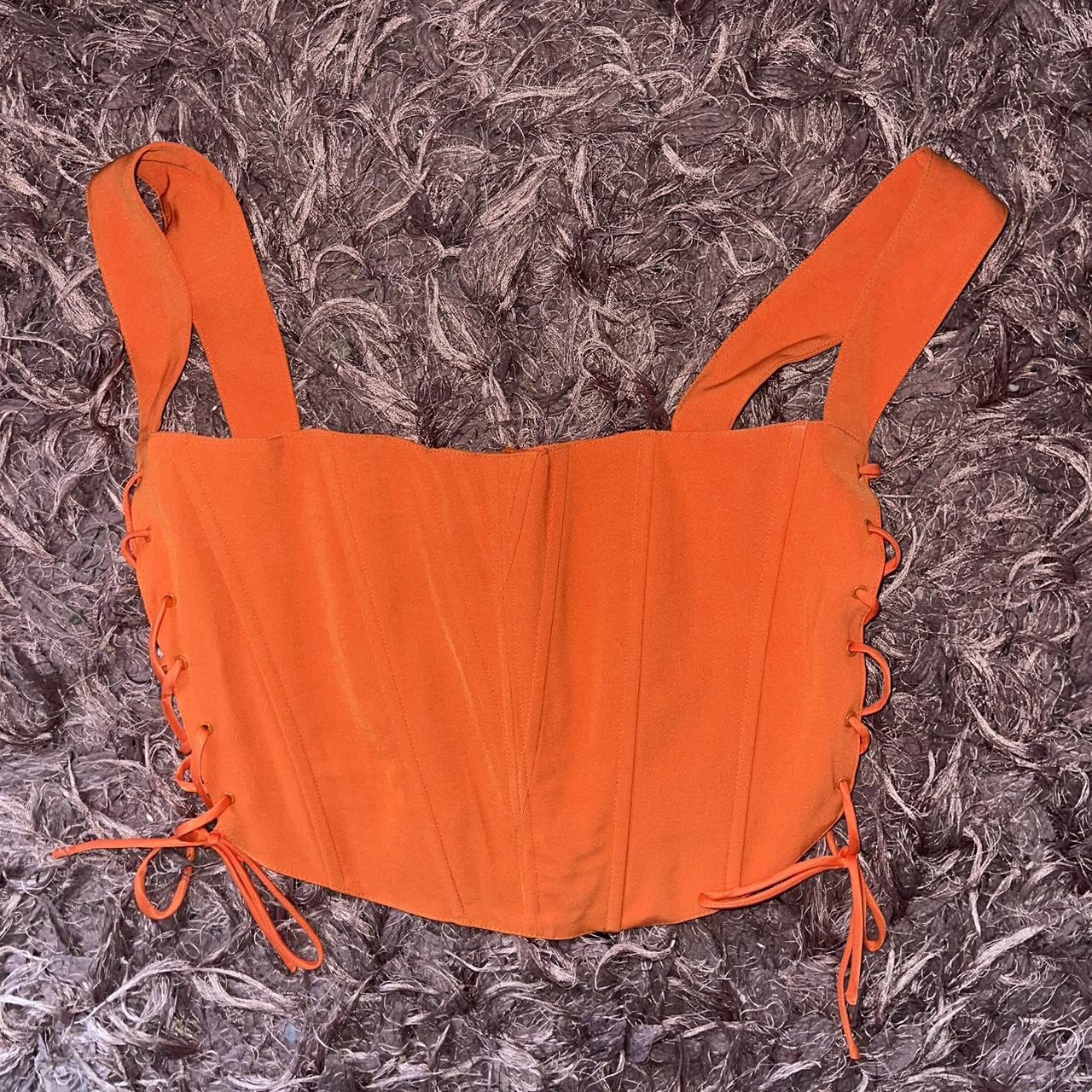 Fashion nova orange corset lace up at the side size... - Depop