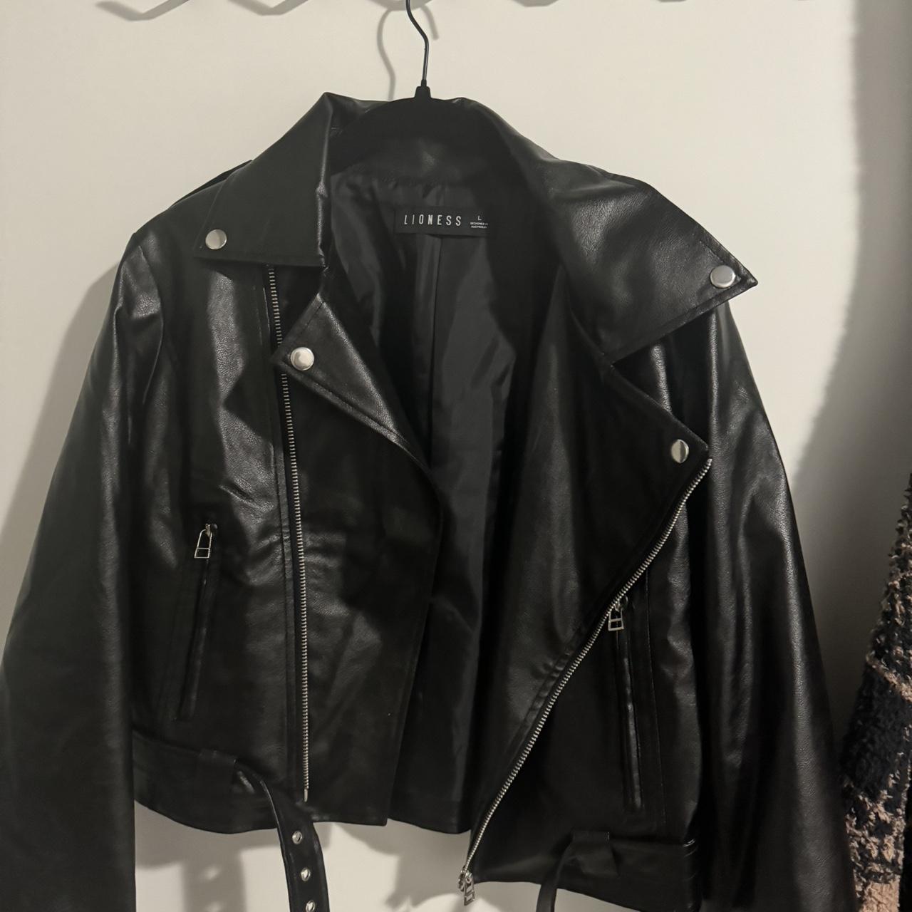 Lioness leather jacket- is a large but fits more... - Depop