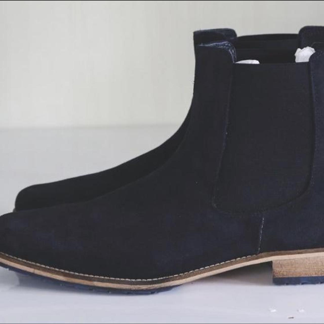 navy suede chelsea boots