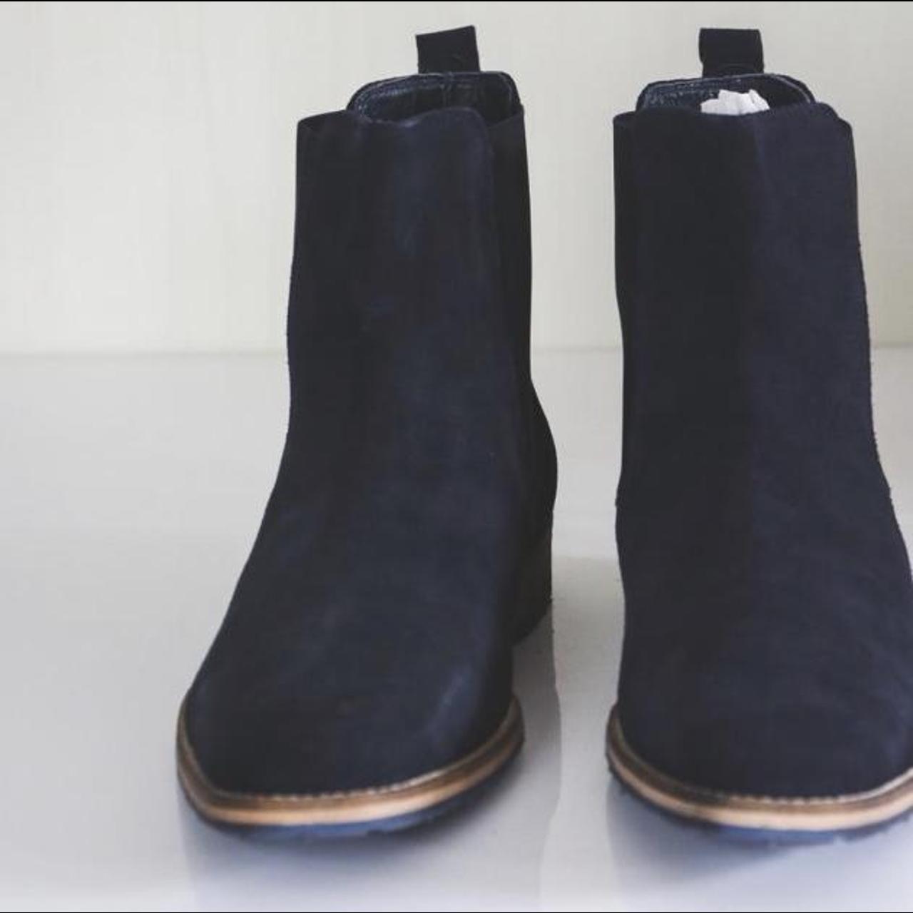 navy suede chelsea boots