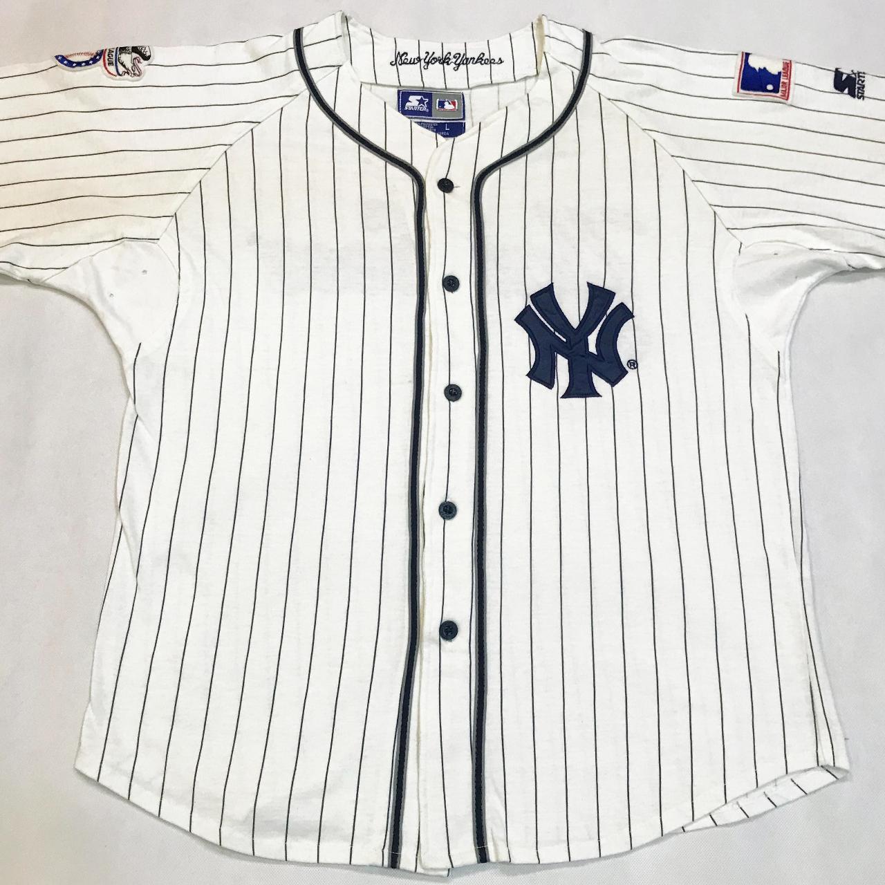 Esleep NY Yankee Pin Striped Baseball Tee 55% Cotton - Depop