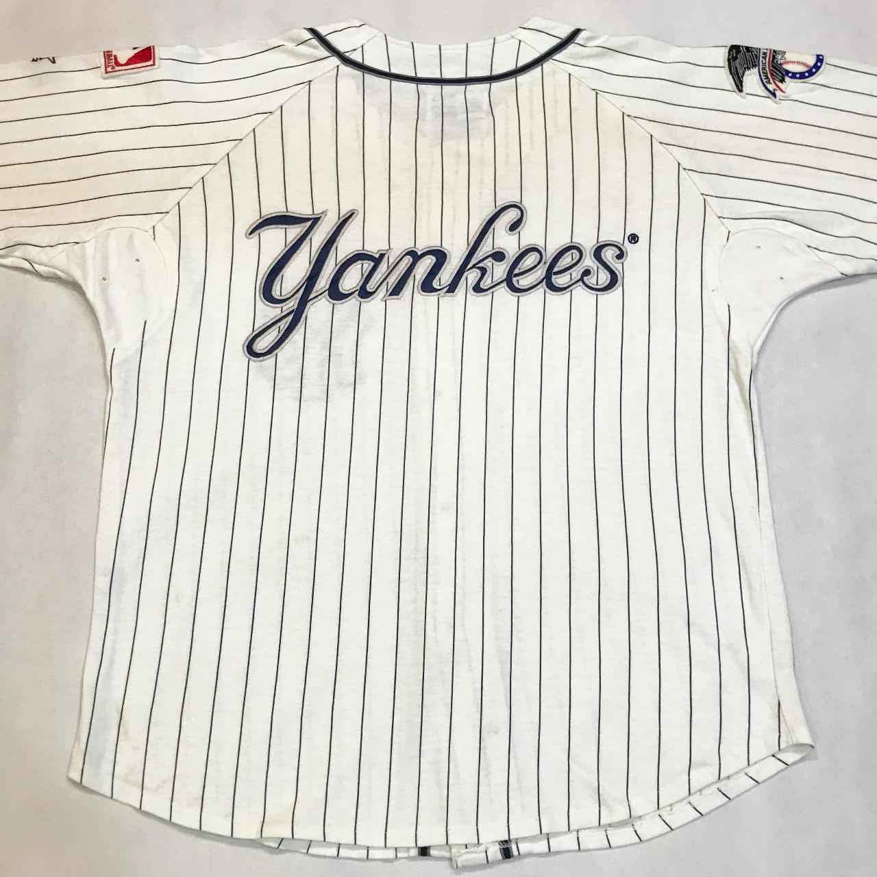 Esleep NY Yankee Pin Striped Baseball Tee 55% Cotton - Depop