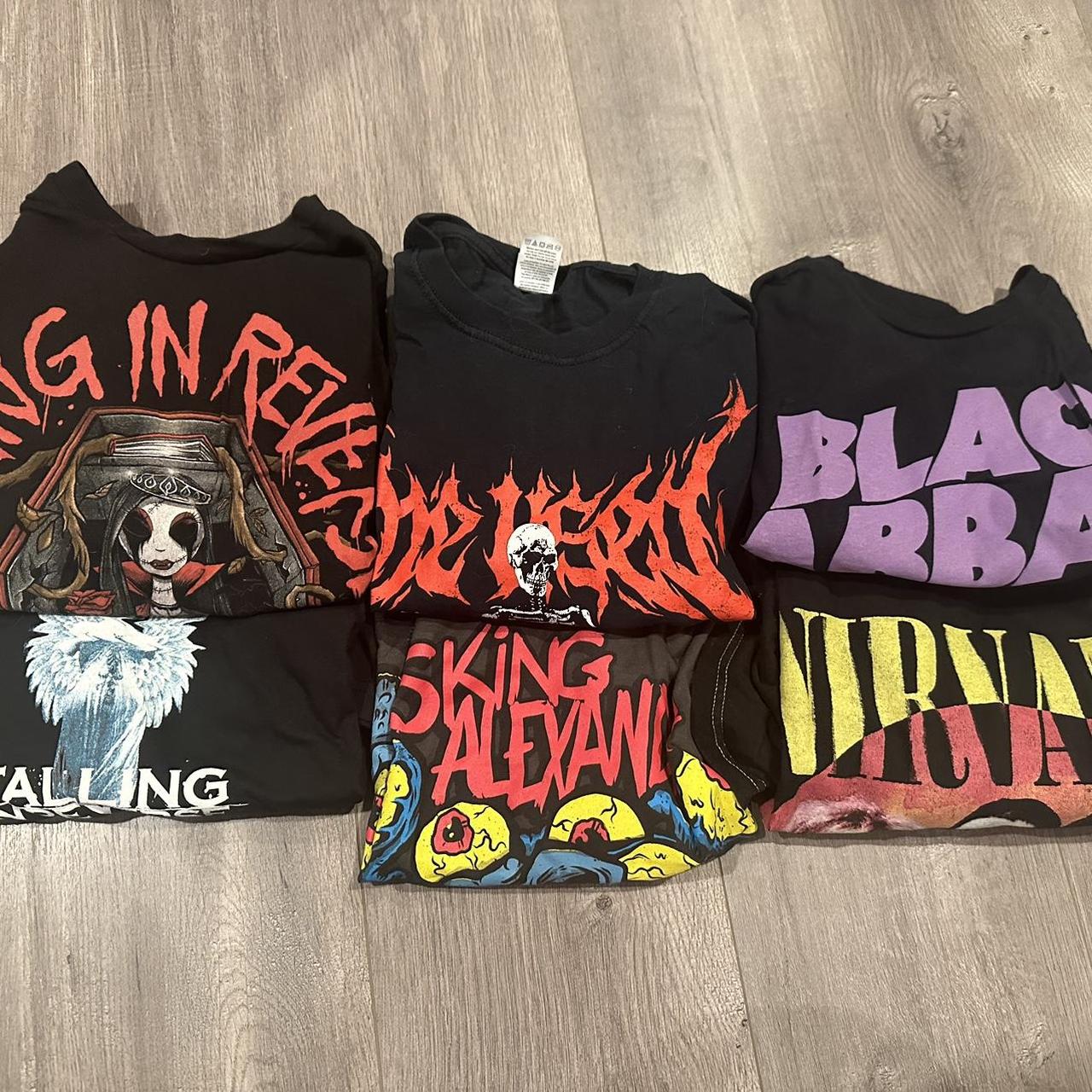 COLLECTION OF HOT TOPIC BAND TEES falling in. Depop