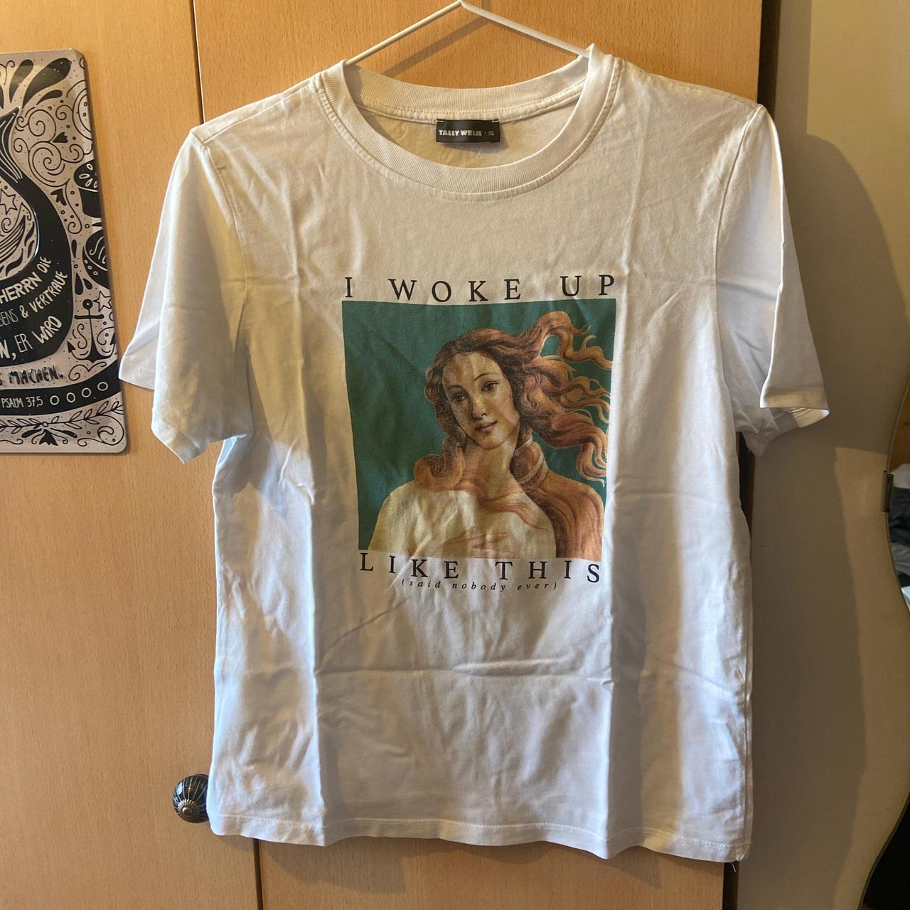 Weisses T-Shirt mit Print Marke: Tally Weijl Depop