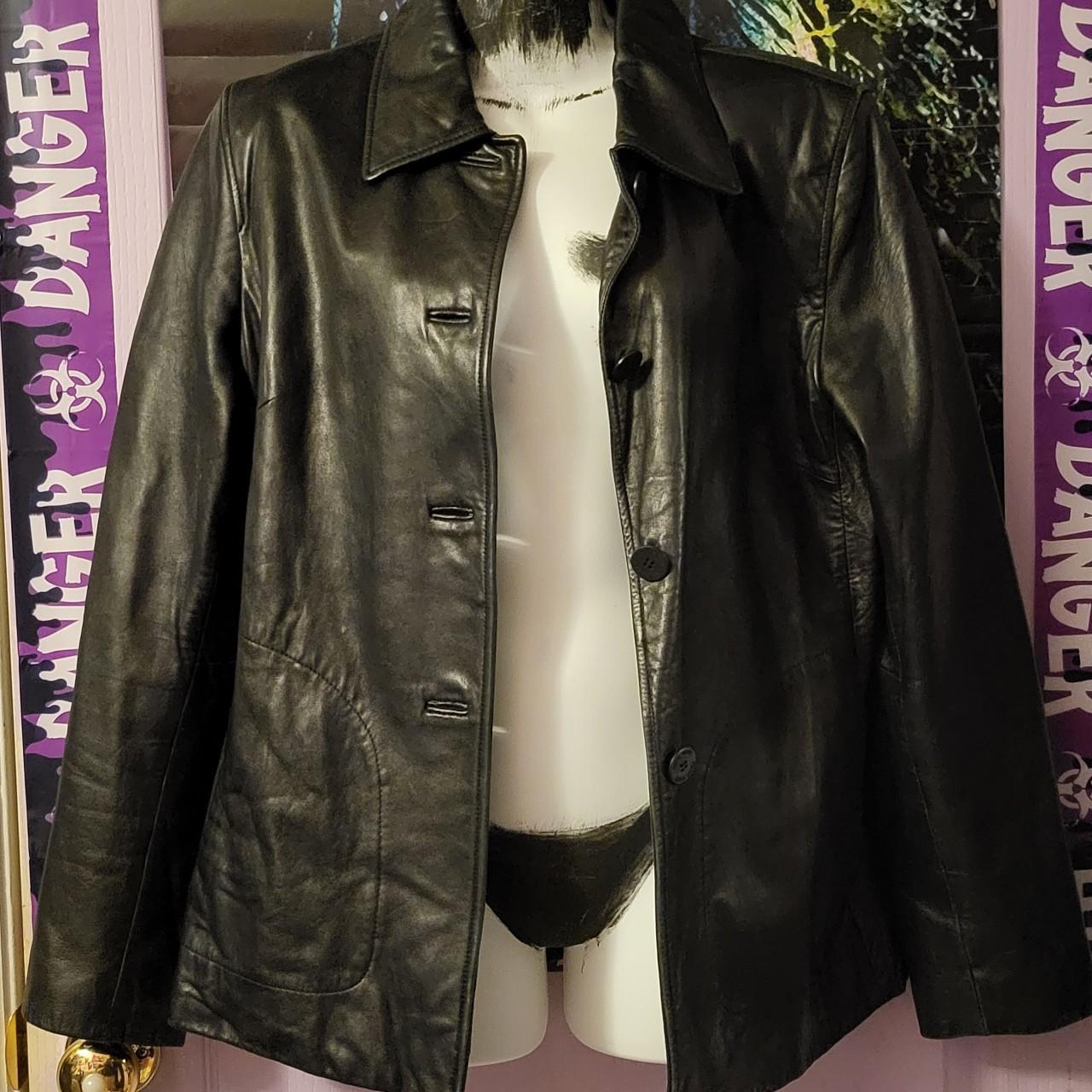 VINTAGE LEATHER NINE WEST COAT this very y2k... - Depop