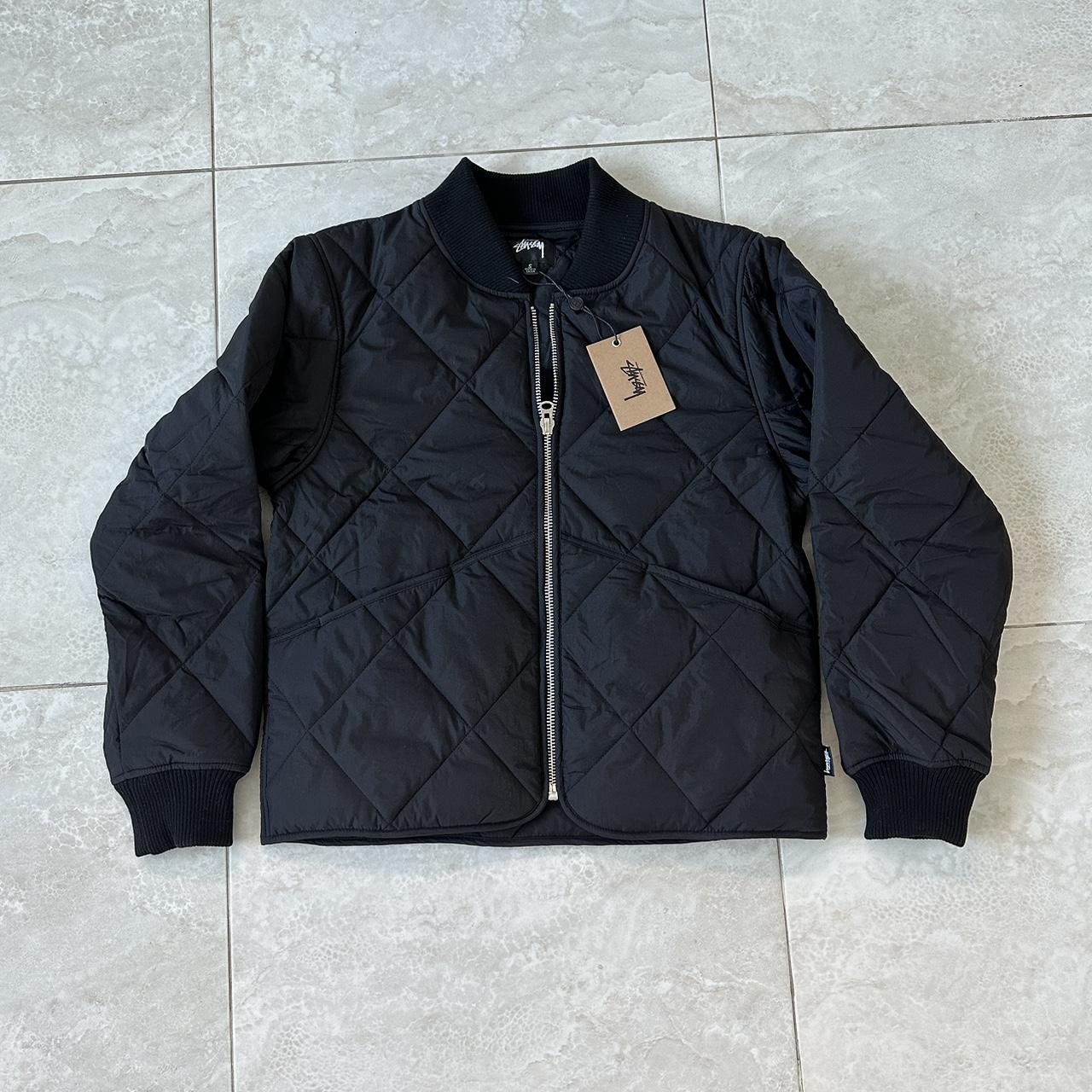 Black Stussy Dice Liner Quilted Bomber Jacket Size | Depop