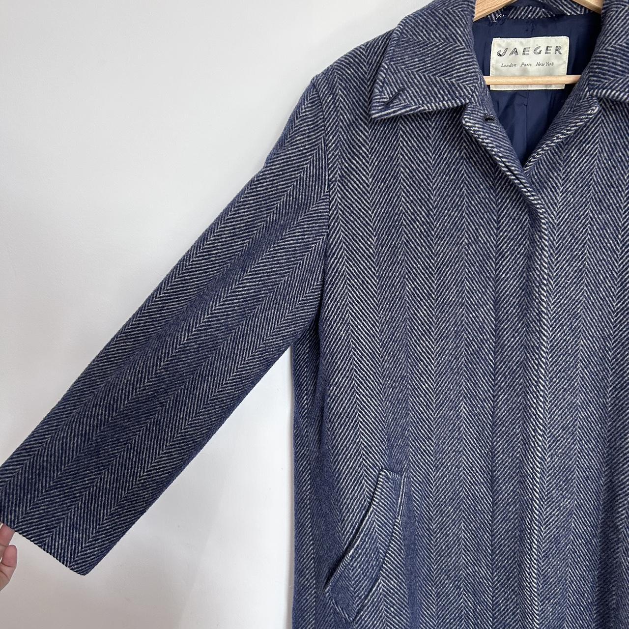 Vintage 80s Jaeger Coat Jaeger Navy Herringbone... Depop