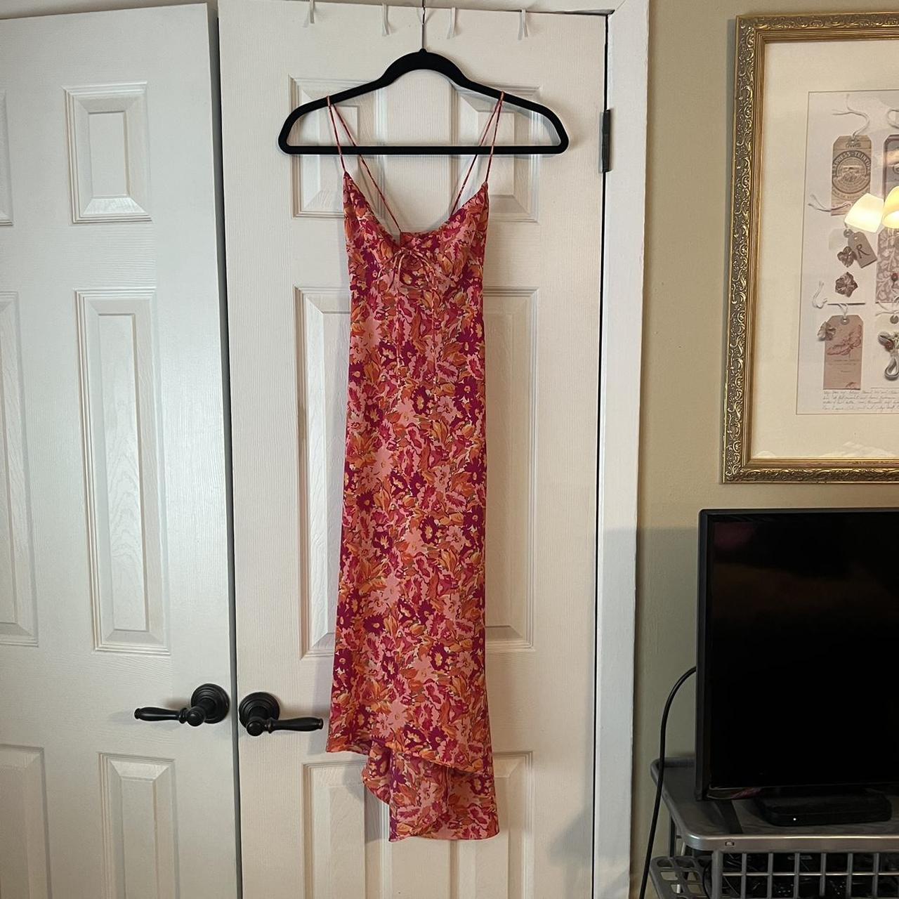 Express Women's Pink and Orange Dress Depop