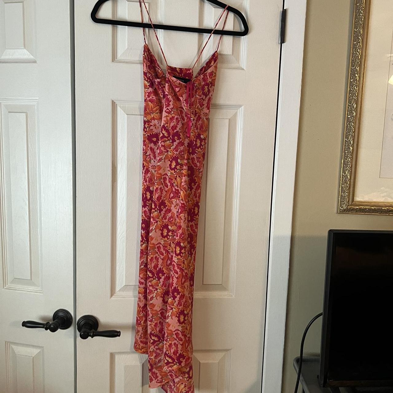 Express Women's Pink and Orange Dress Depop