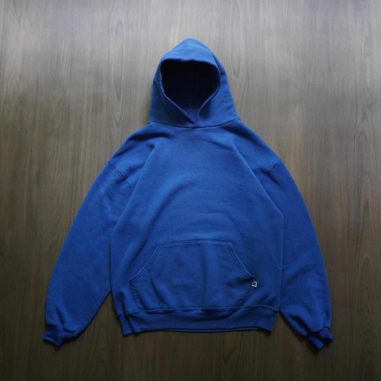 Vintage Blank Russell Hoodie Beautiful blue with... - Depop