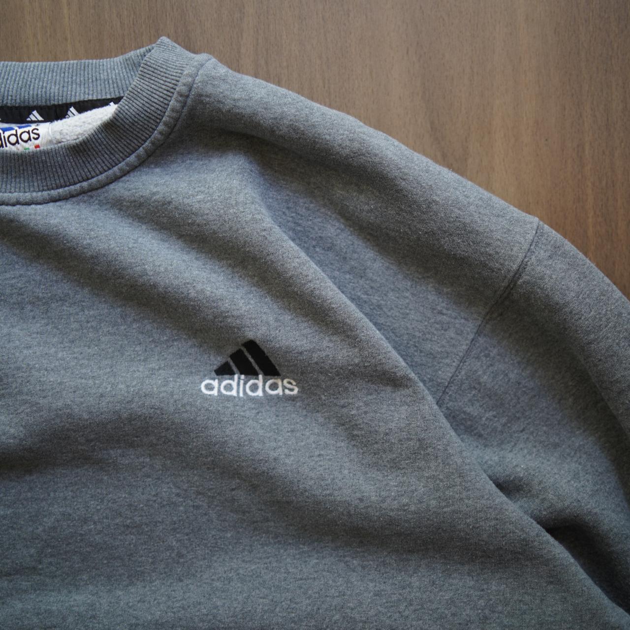 Vintage Adidas Crewneck Boxy, wit a nice grey fade.... - Depop