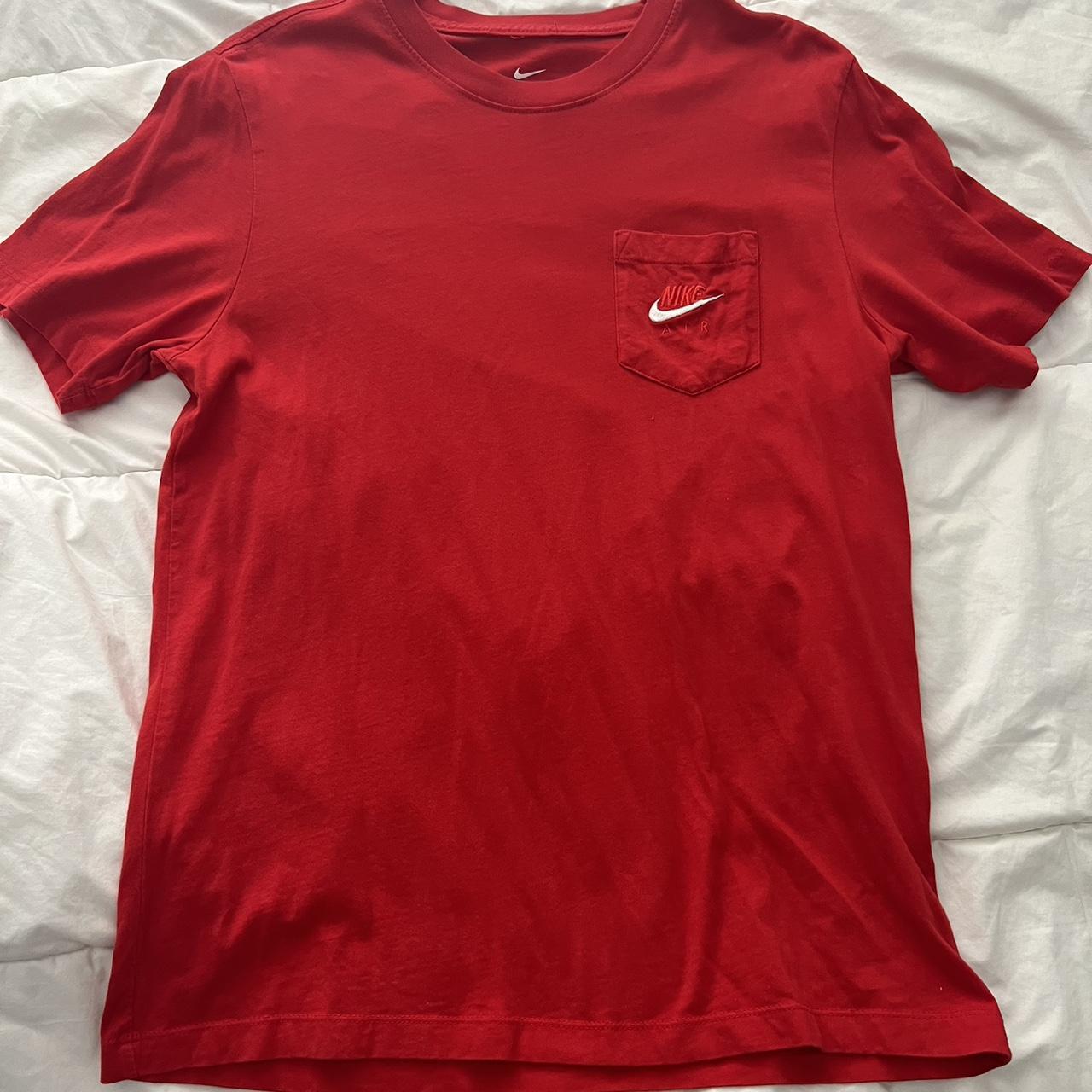 Nike Men's Red and White T-shirt | Depop