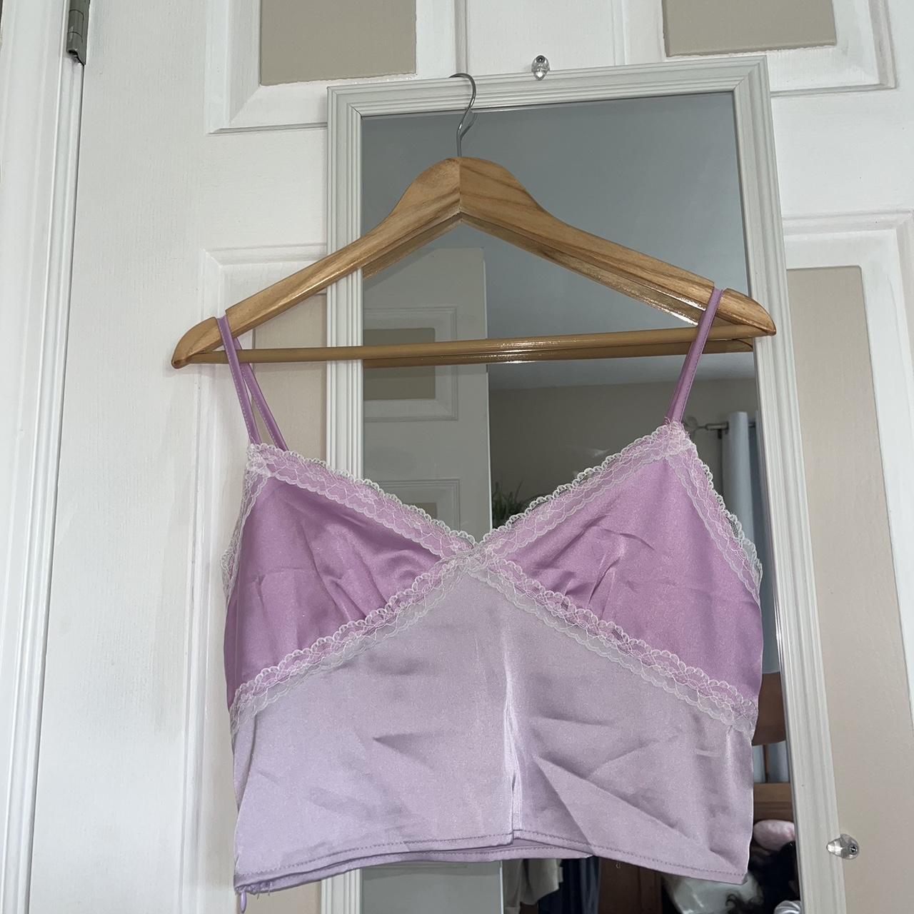 Pink And Purple Lace And Satin Crop Top Super Cute Depop