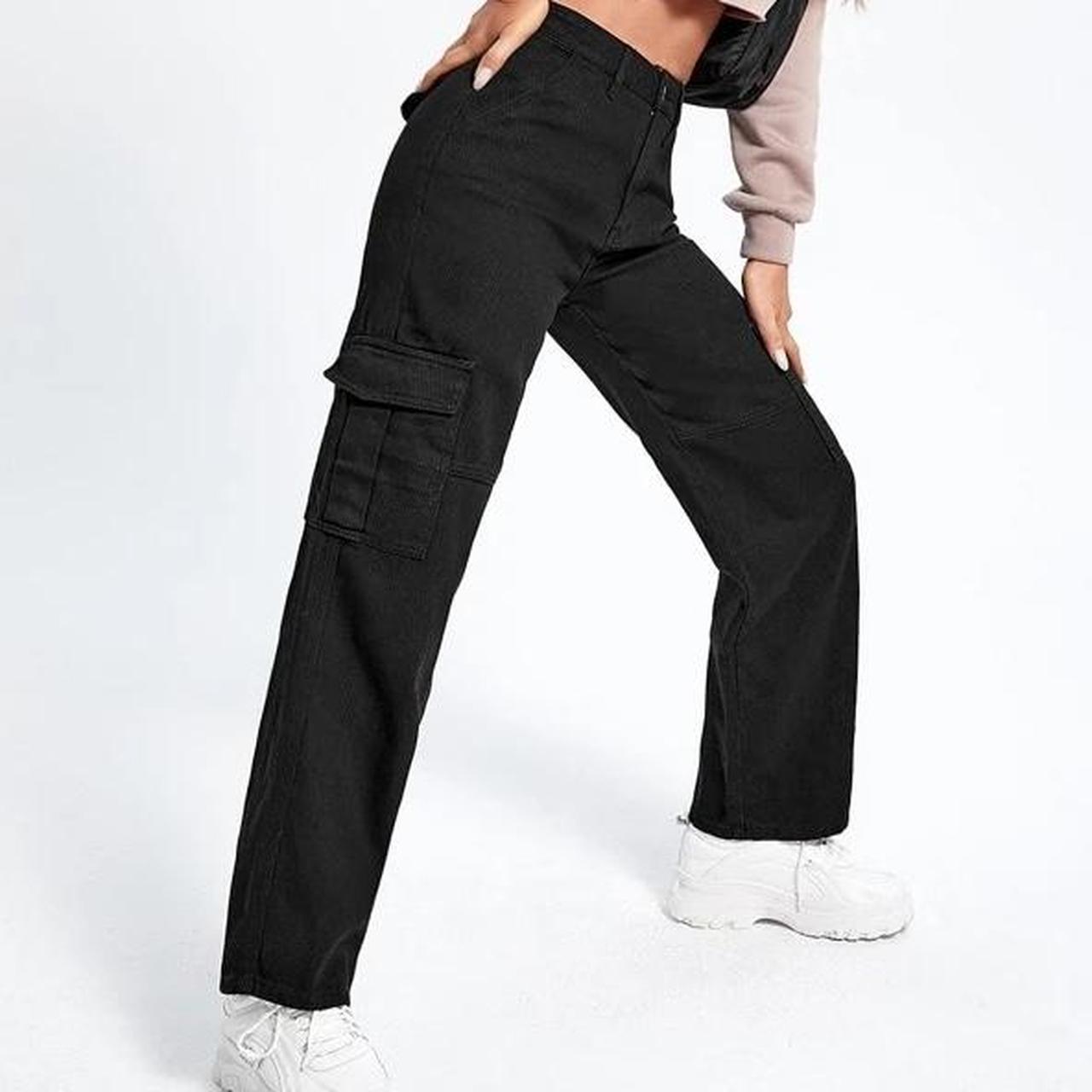 H&M Black Cargo Denim Styled Pants. RRP $39.95 Size... - Depop