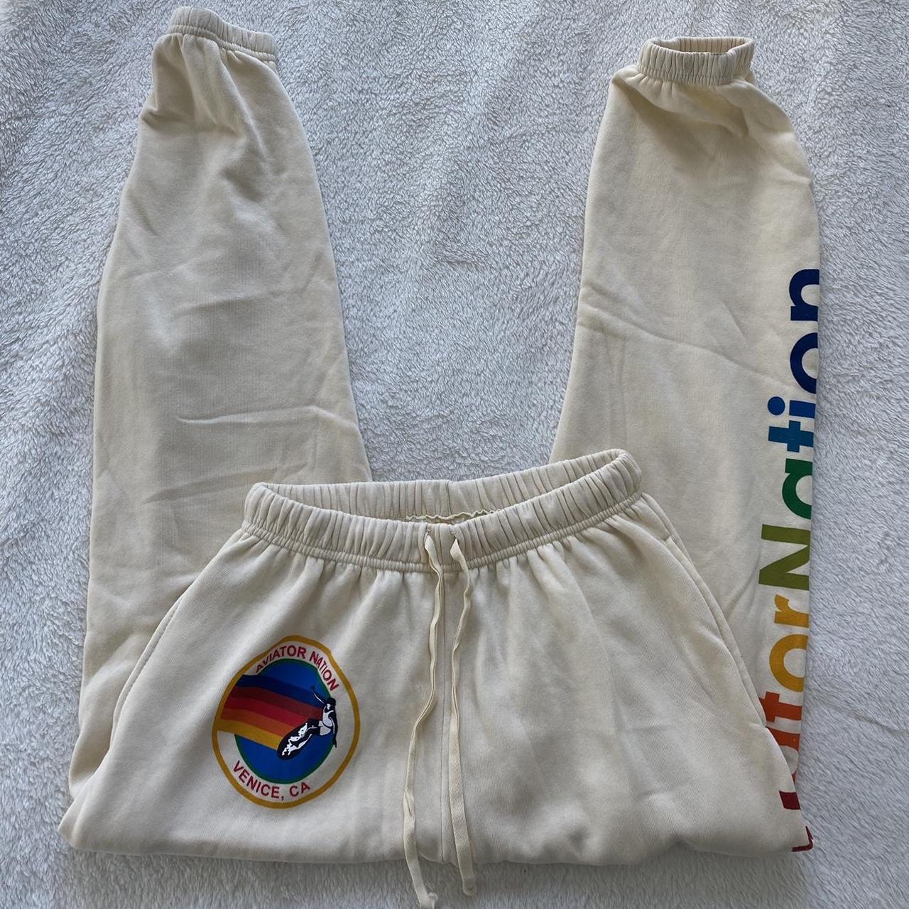 Cream/off white Aviator Nation sweatpants in great... Depop