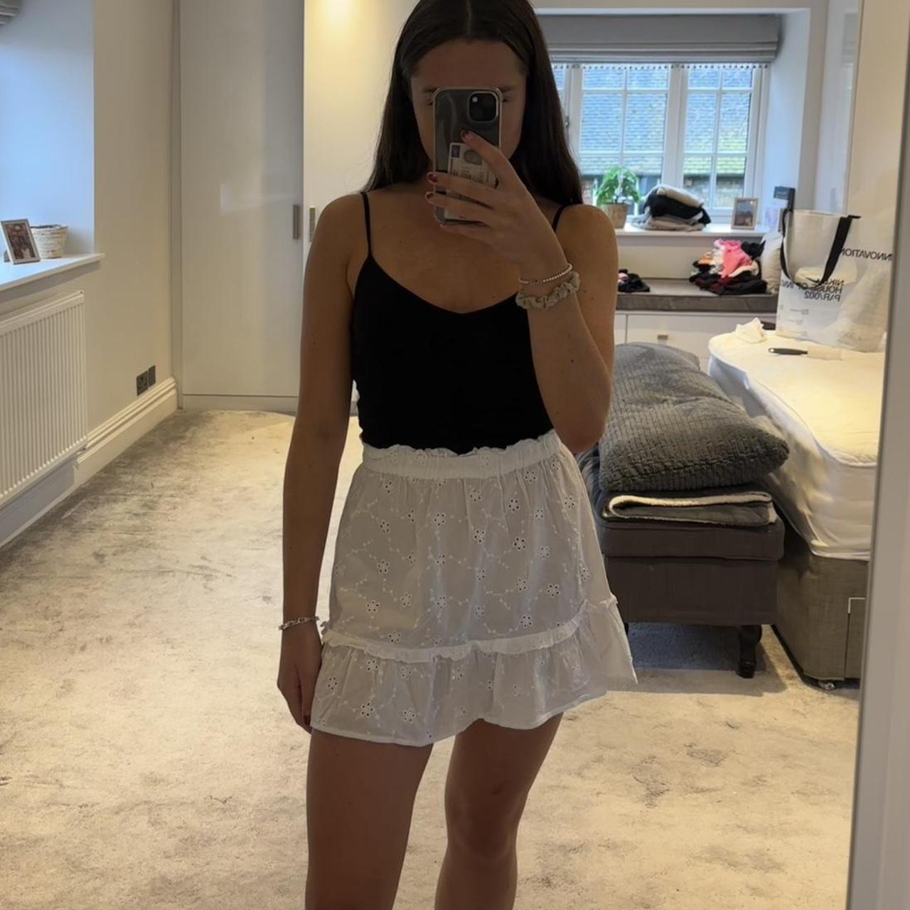 Primark white mini skirt Worn once Size xs Perfect... - Depop