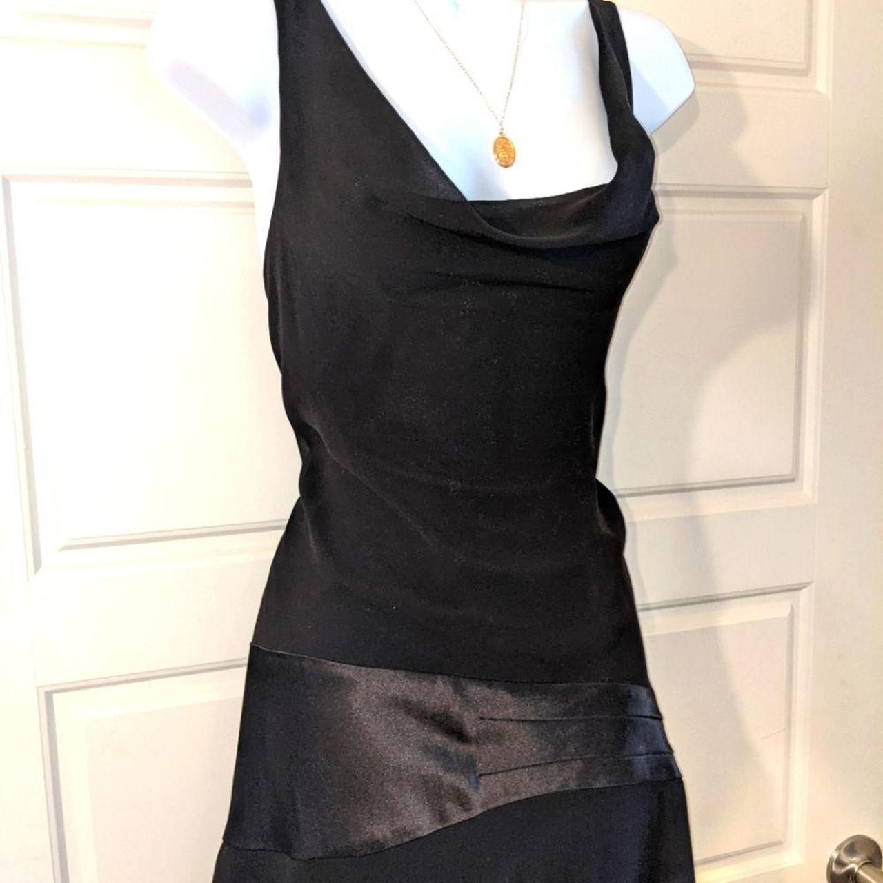 Johnathan Martin Studio Vintage Y2K Black Asymmetrical Dress with Satin Detail top