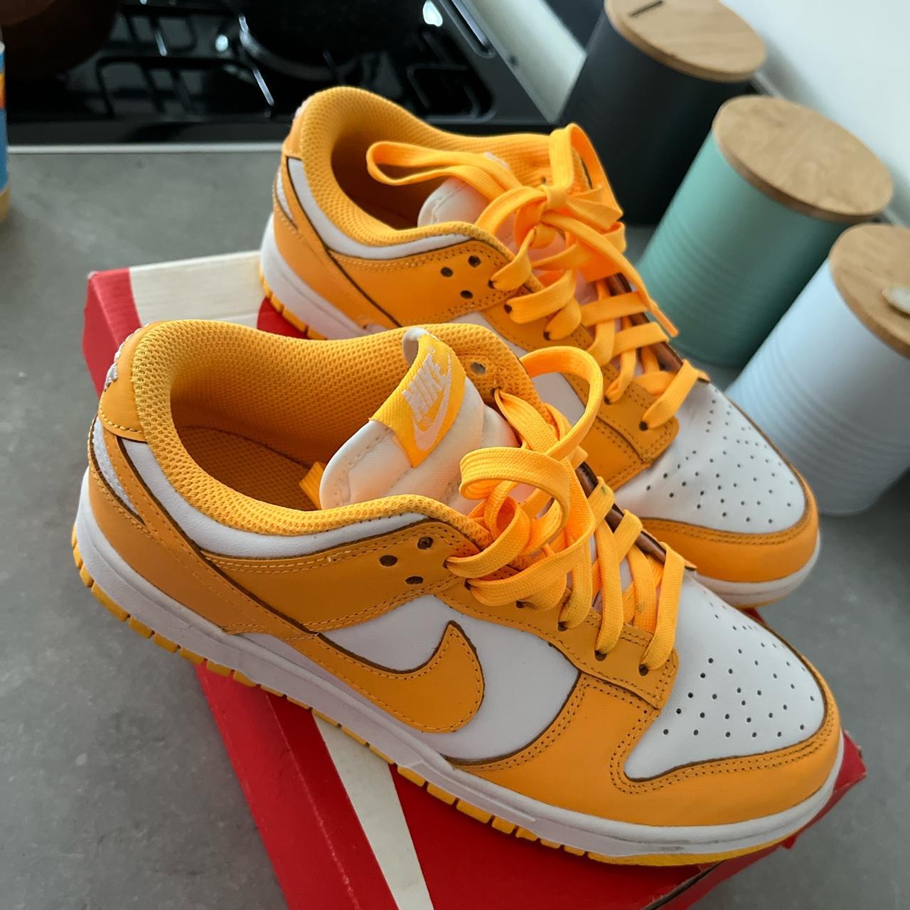white & orange dunks