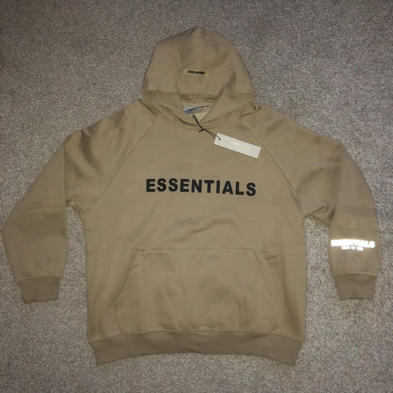 Khaki Essentials Fear Of God hoodie RRP£190 Size:... - Depop