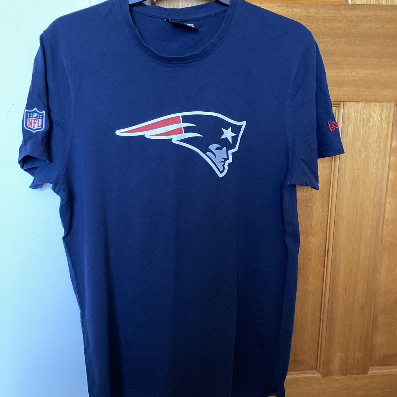 New era New England patriots NFL tshirt. Size M. Navy. Depop