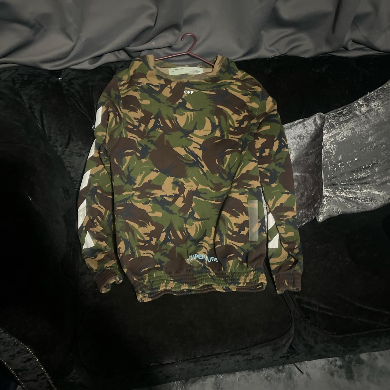 Off White camo khaki jumper. RRP 400. Bought some. Depop