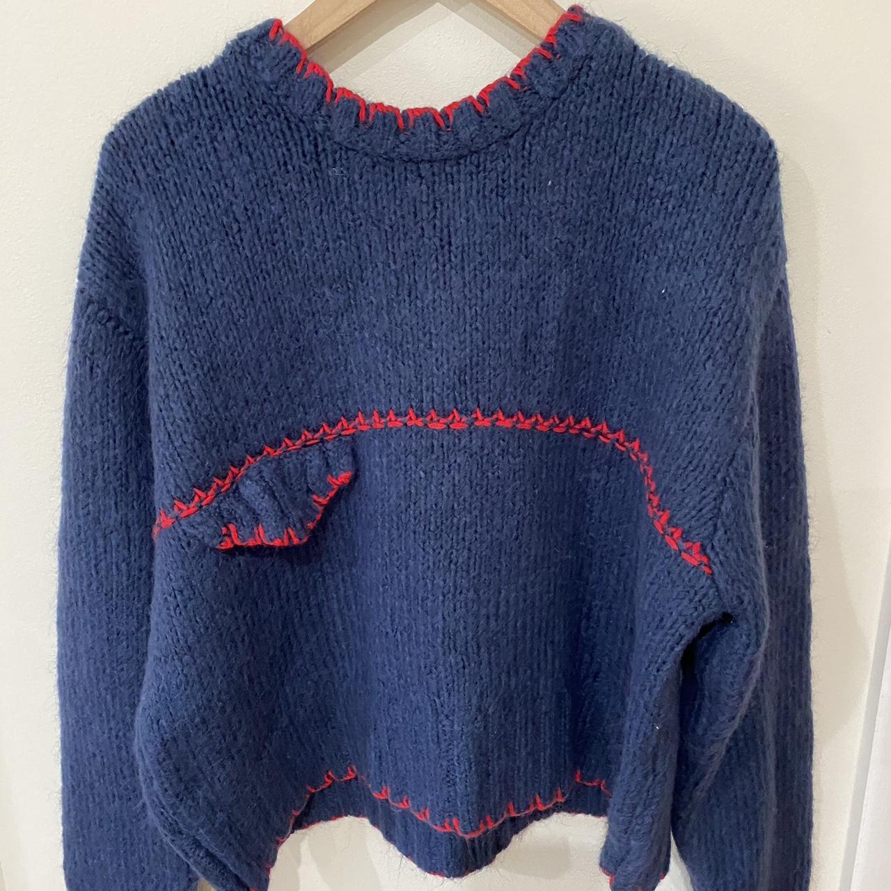 Cropped contrast stitch sweater - Depop